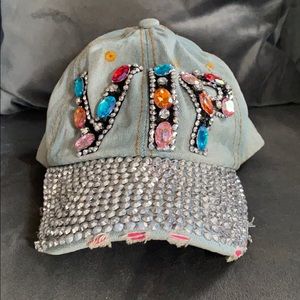 Embellished denim hat